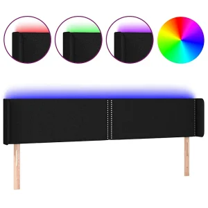 Hoofdbord LED 183x16x78/88 cm stof zwart