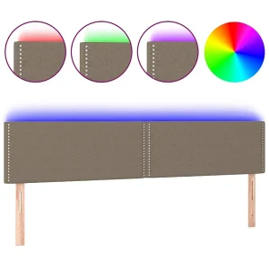 Hoofdbord LED 180x5x78/88 cm stof taupe
