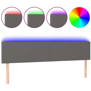 Hoofdbord LED 180x5x78/88 cm kunstleer grijs