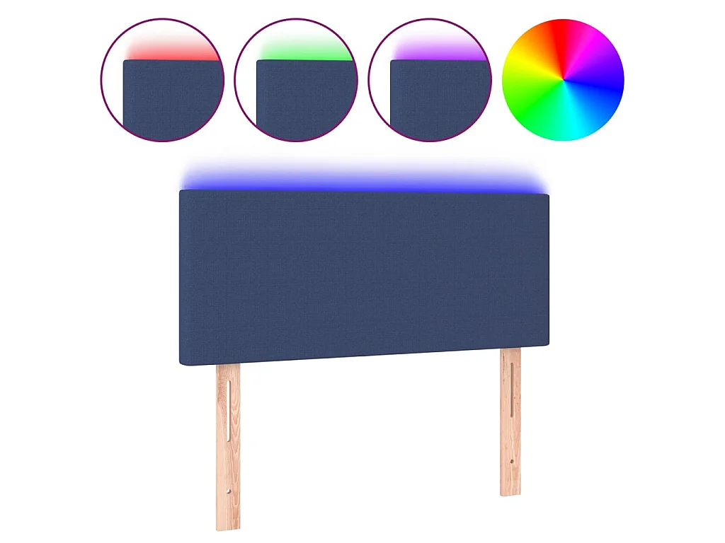 Hoofdbord LED 100x5x78/88 cm stof blauw
