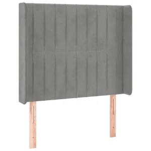Hoofdbord met randen 83x16x118/128 cm fluweel lichtgrijs Hoofdbord met randen 83x16x118/128 cm fluweel lichtgrijs