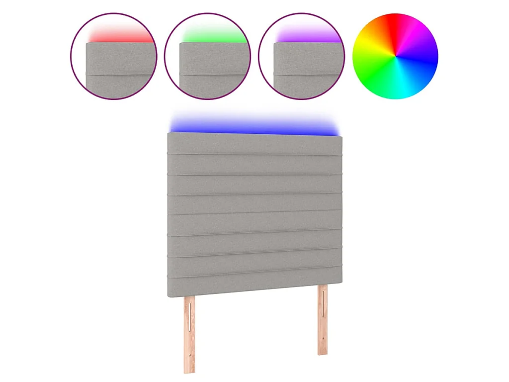 Hoofdbord LED 100x5x118/128 cm stof lichtgrijs
