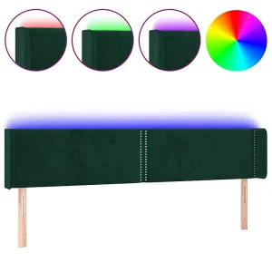 Hoofdbord LED 203x16x78/88 cm fluweel donkergroen