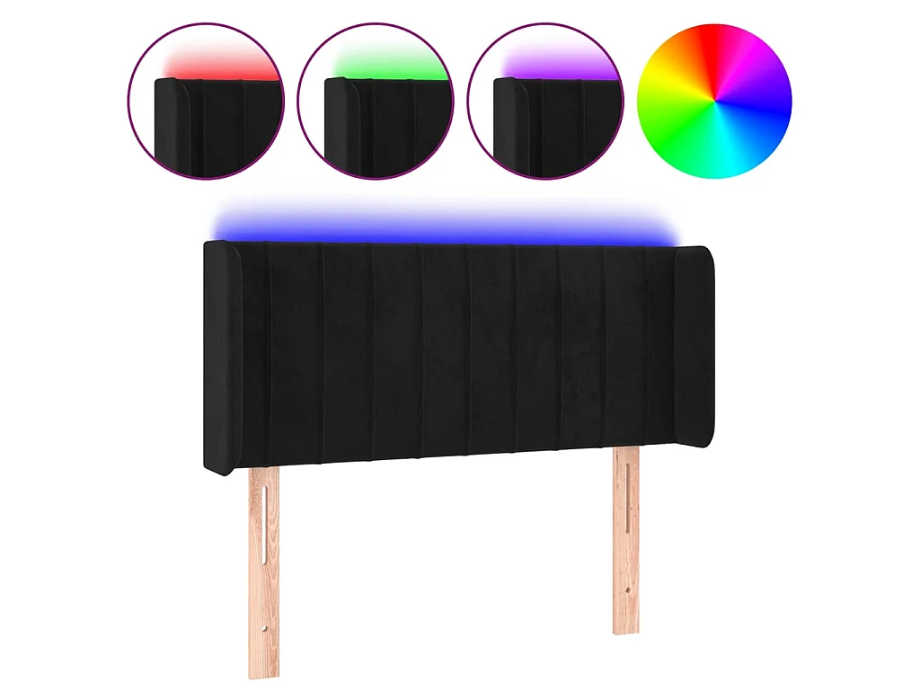 Hoofdbord LED 93x16x78/88 cm fluweel zwart