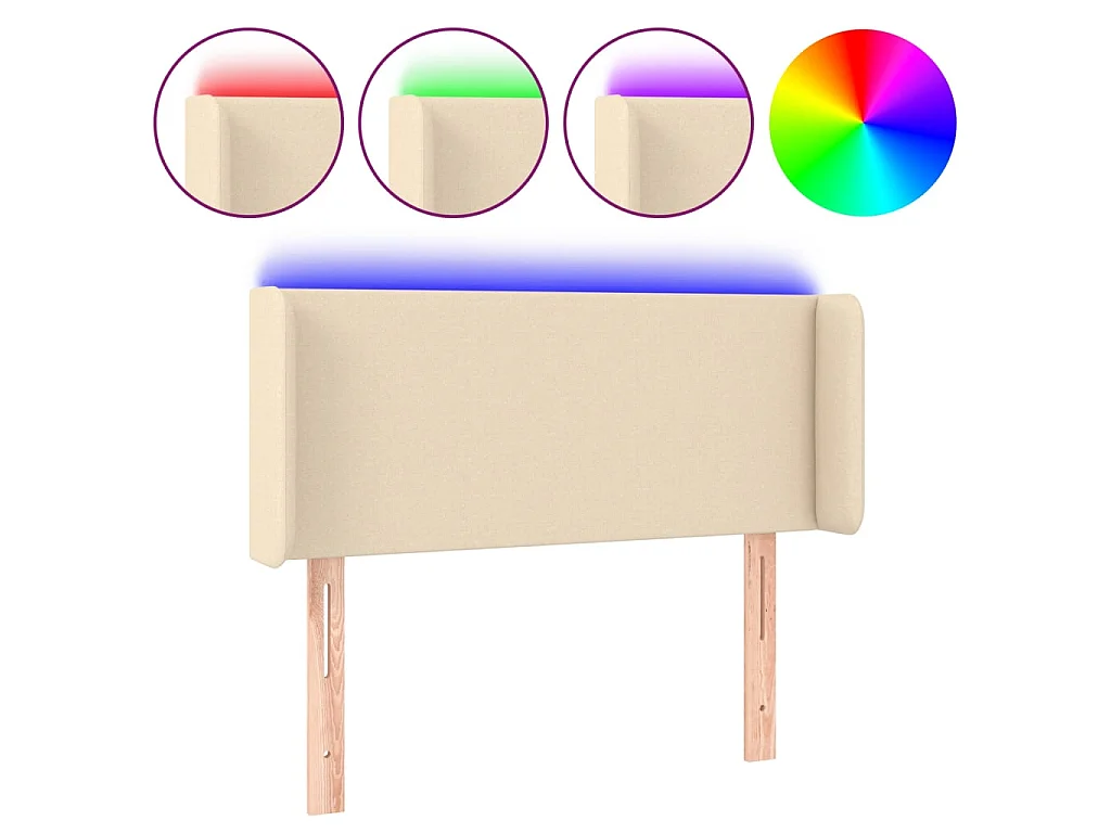 Hoofdbord LED 83x16x78/88 cm stof crèmekleurig