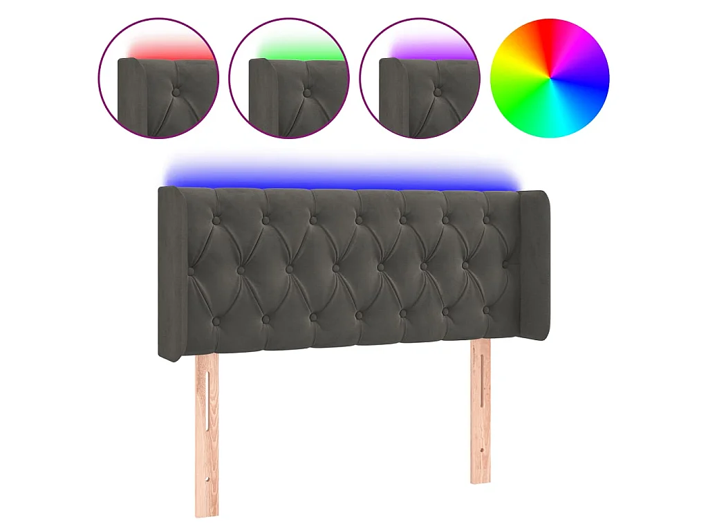 Hoofdbord LED 93x16x78/88 cm fluweel donkergrijs