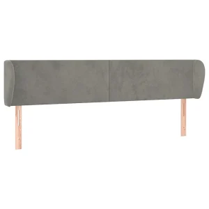 Hoofdbord met randen 203x23x78/88 cm fluweel lichtgrijs Hoofdbord met randen 203x23x78/88 cm fluweel lichtgrijs