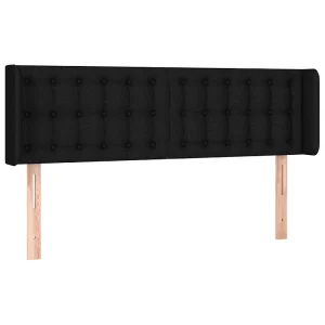 Hoofdbord met randen 147x16x78/88 cm stof zwart Hoofdbord met randen 147x16x78/88 cm stof zwart