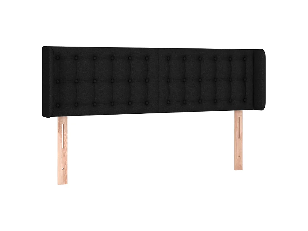 Hoofdbord met randen 147x16x78/88 cm stof zwart
