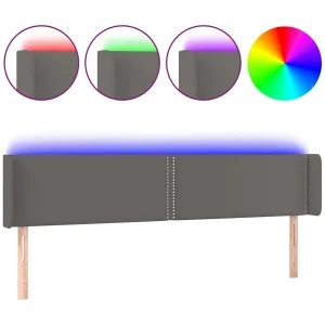 Hoofdbord LED 183x16x78/88 cm kunstleer grijs