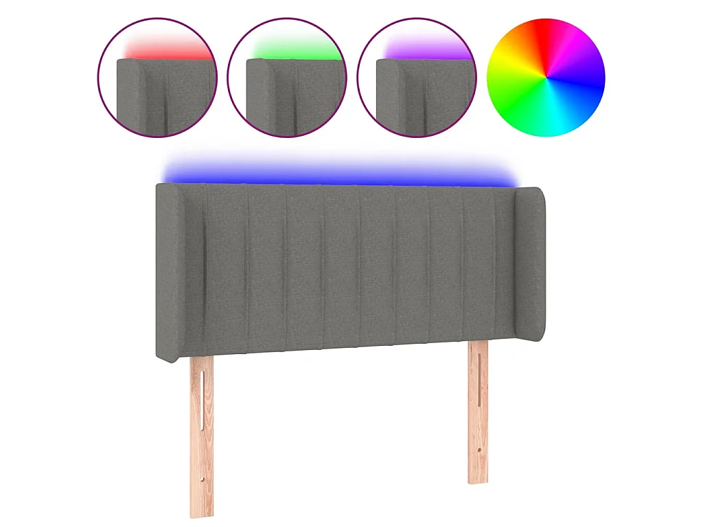 Hoofdbord LED 93x16x78/88 cm stof donkergrijs