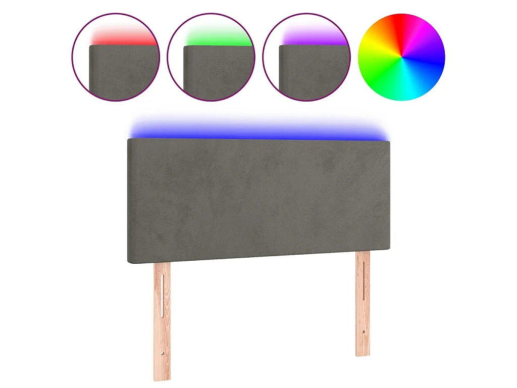 Hoofdbord LED 100x5x78/88 cm fluweel donkergrijs