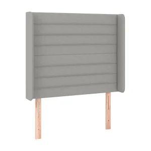 Hoofdbord met randen 83x16x118/128 cm stof lichtgrijs