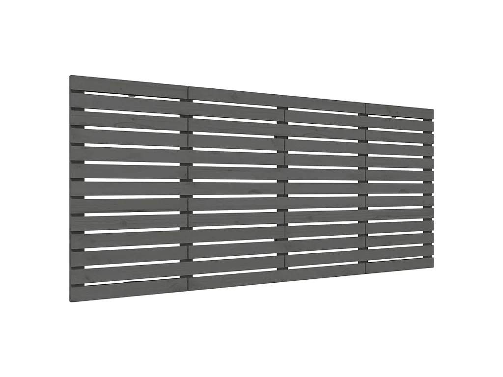 Hoofdbord wandmontage 166x3x91,5 cm massief grenenhout grijs