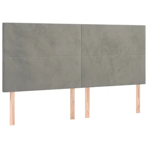 Hoofdbord lichtgrijs 200x5x118/128 cm fluweel Hoofdbord lichtgrijs 200x5x118/128 cm fluweel