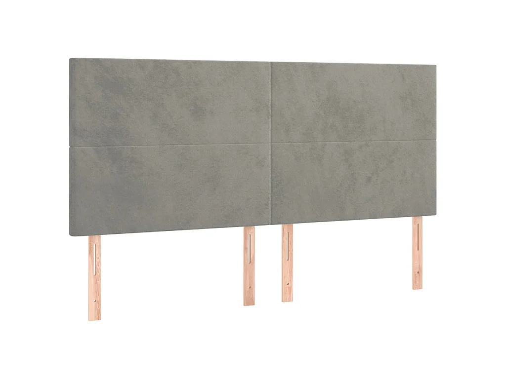 Hoofdbord lichtgrijs 200x5x118/128 cm fluweel