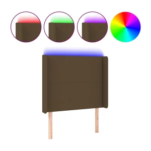 Hoofdbord LED 83x16x118/128 cm stof donkerbruin