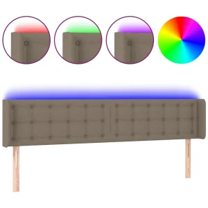 Hoofdbord LED 203x16x78/88 cm stof taupe