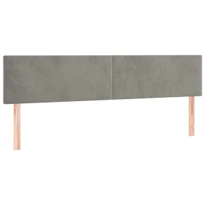 Hoofdborden 200x5x78/88 cm fluweel lichtgrijs
