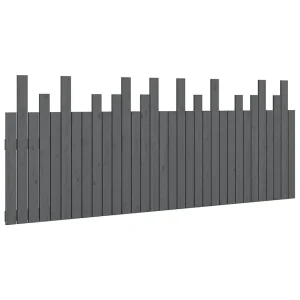 Hoofdbord wandmontage 204x3x80 cm massief grenenhout grijs Hoofdbord wandmontage 204x3x80 cm massief grenenhout grijs