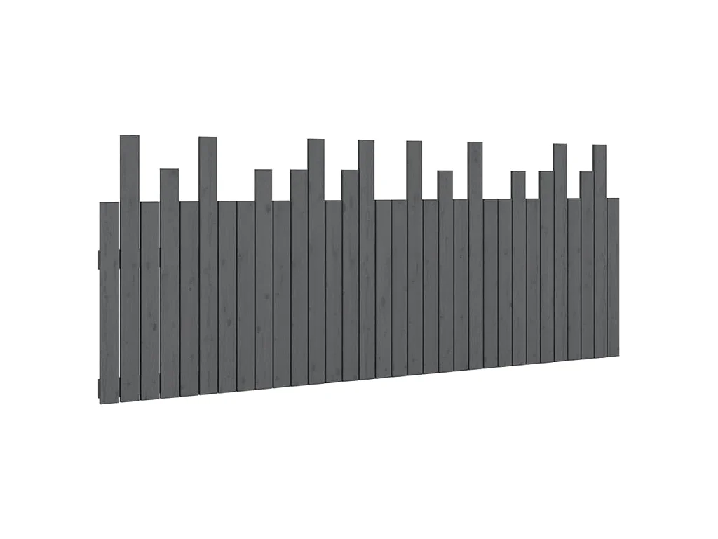 Hoofdbord wandmontage 204x3x80 cm massief grenenhout grijs