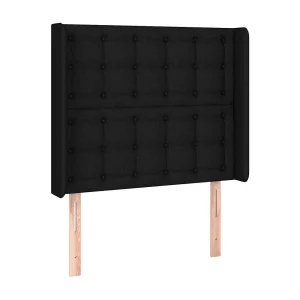 Hoofdbord met randen 83x16x118/128 cm stof zwart