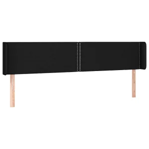Hoofdbord met randen 183x16x78/88 cm stof zwart
