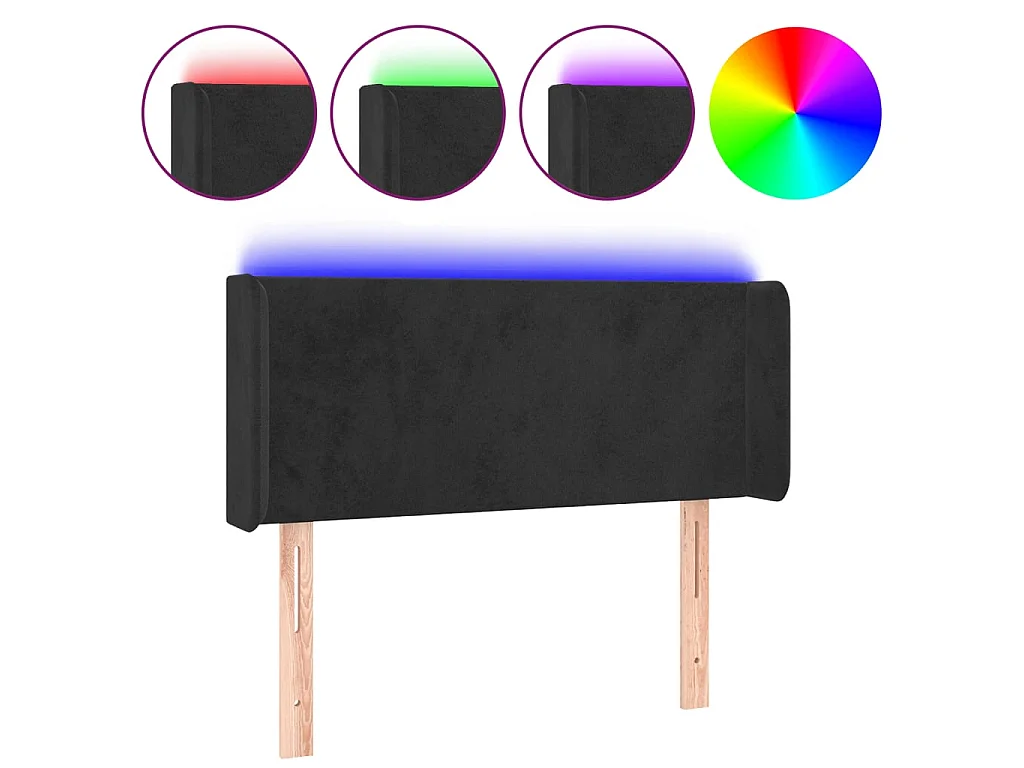 Hoofdbord LED 93x16x78/88 cm fluweel zwart