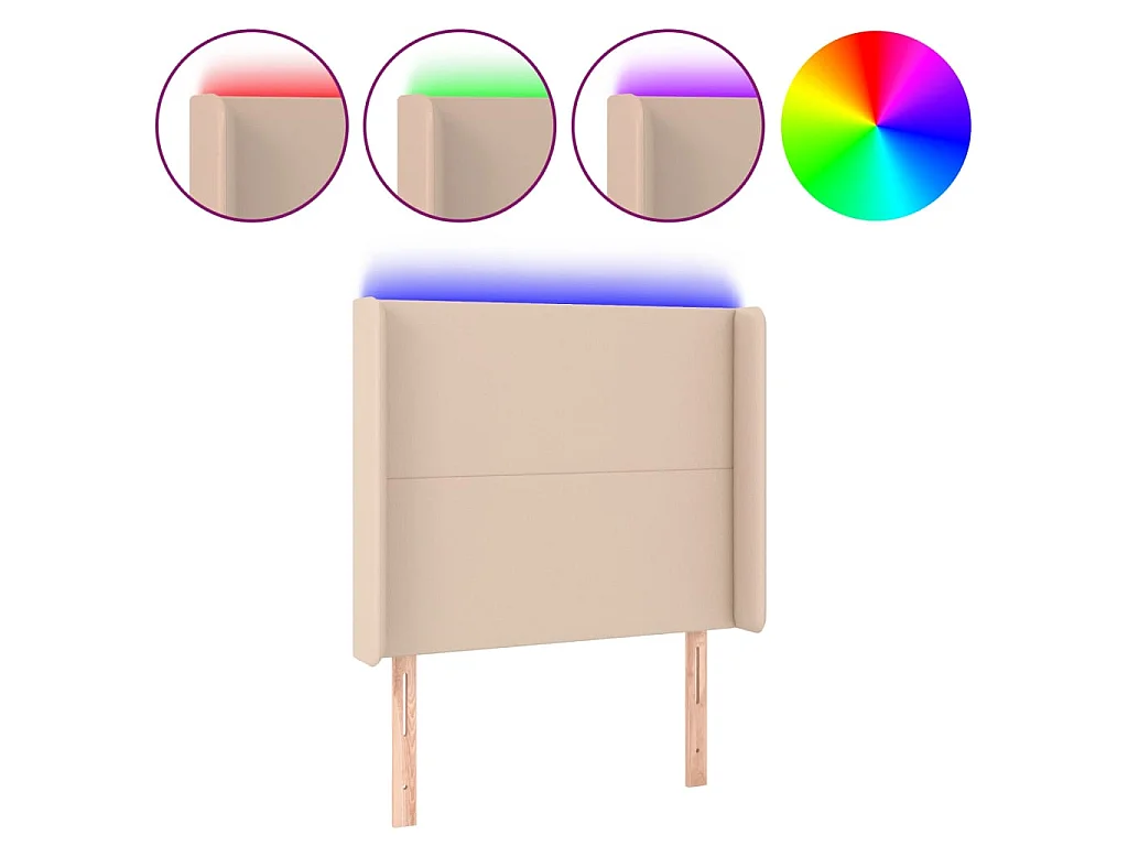 Hoofdbord LED 103x16x118/128 cm kunstleer cappuccinokleurig