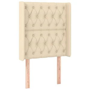 Hoofdbord met randen 83x16x118/128 cm stof crèmekleurig Hoofdbord met randen 83x16x118/128 cm stof crèmekleurig
