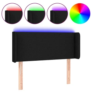 Hoofdbord LED 93x16x78/88 cm stof zwart