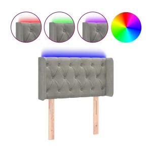 Hoofdbord LED 83x16x78/88 cm fluweel lichtgrijs