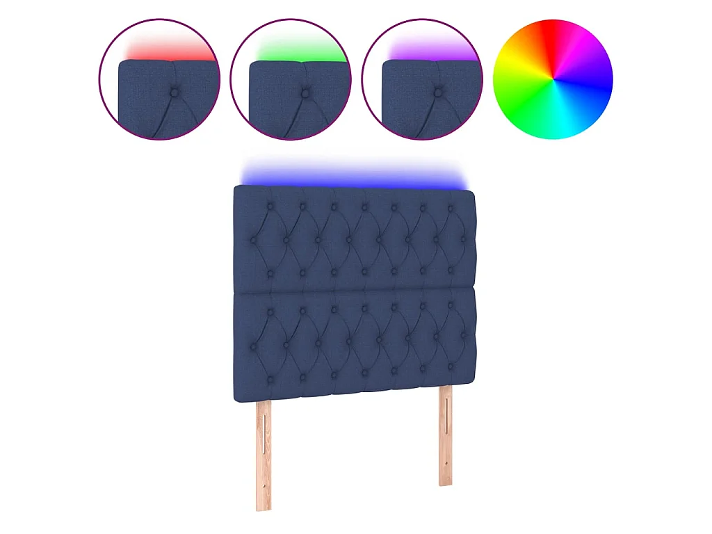 Hoofdbord LED 90x7x118/128 cm stof blauw
