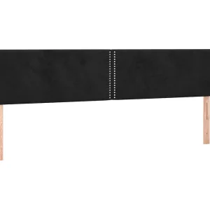 Hoofdbord met randen 163x16x78/88 cm fluweel zwart