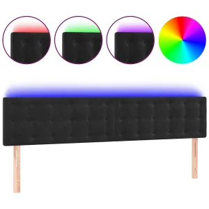 Hoofdbord LED 200x5x78/88 cm fluweel zwart