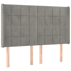 Hoofdbord met randen 147x16x118/128 cm fluweel lichtgrijs Hoofdbord met randen 147x16x118/128 cm fluweel lichtgrijs