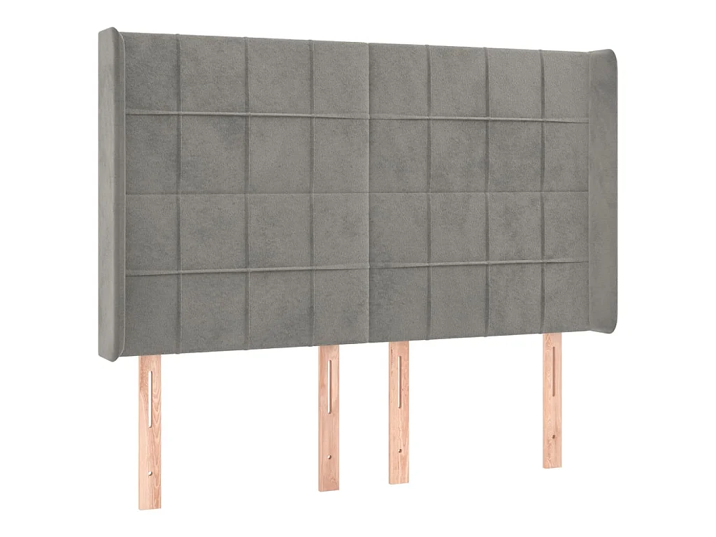 Hoofdbord met randen 147x16x118/128 cm fluweel lichtgrijs