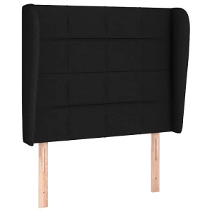 Hoofdbord met randen 103x23x118/128 cm stof zwart Hoofdbord met randen 103x23x118/128 cm stof zwart
