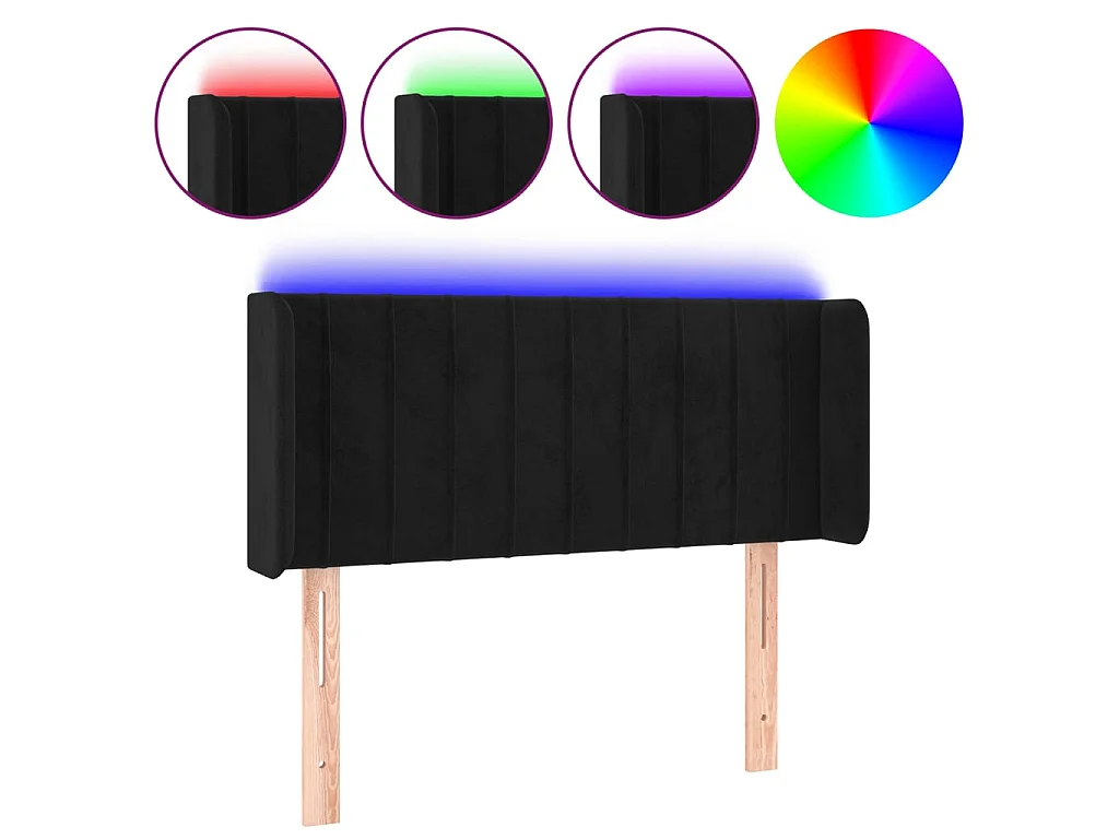 Hoofdbord LED 83x16x78/88 cm fluweel zwart