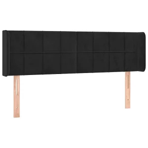Hoofdbord met randen 147x16x78/88 cm fluweel zwart