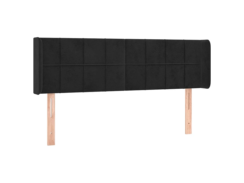 Hoofdbord met randen 147x16x78/88 cm fluweel zwart