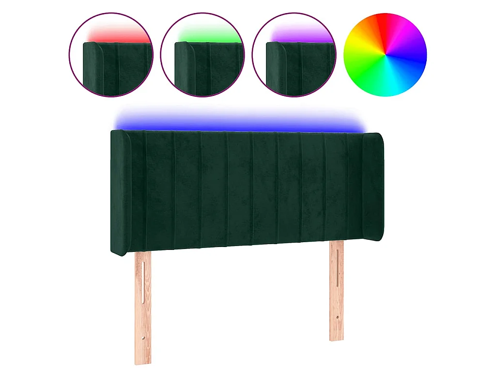 Hoofdbord LED 103x16x78/88 cm fluweel donkergroen