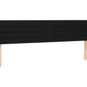 Hoofdbord met randen 163x16x78/88 cm stof zwart