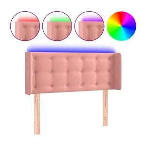 Hoofdbord LED 83x16x78/88 cm fluweel roze