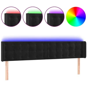 Hoofdbord LED 183x16x78/88 cm fluweel zwart