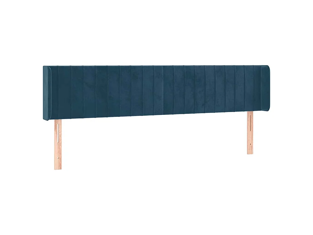 Hoofdbord met randen 203x16x78/88 cm fluweel donkerblauw
