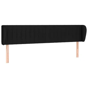 Hoofdbord met randen 203x23x78/88 cm stof zwart Hoofdbord met randen 203x23x78/88 cm stof zwart