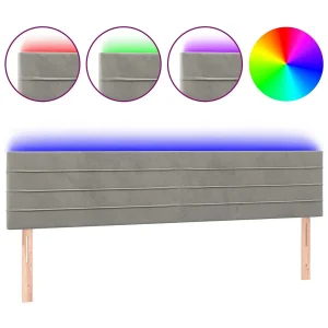 Hoofdbord LED 180x5x78/88 cm fluweel lichtgrijs