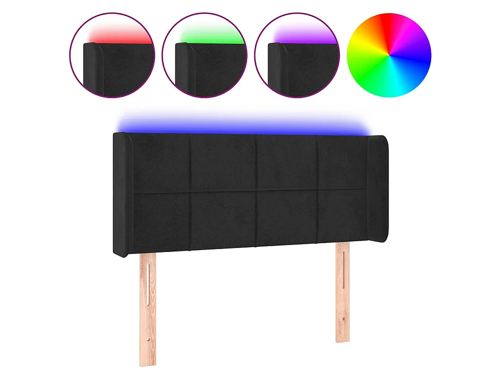 Hoofdbord LED 103x16x78/88 cm fluweel zwart