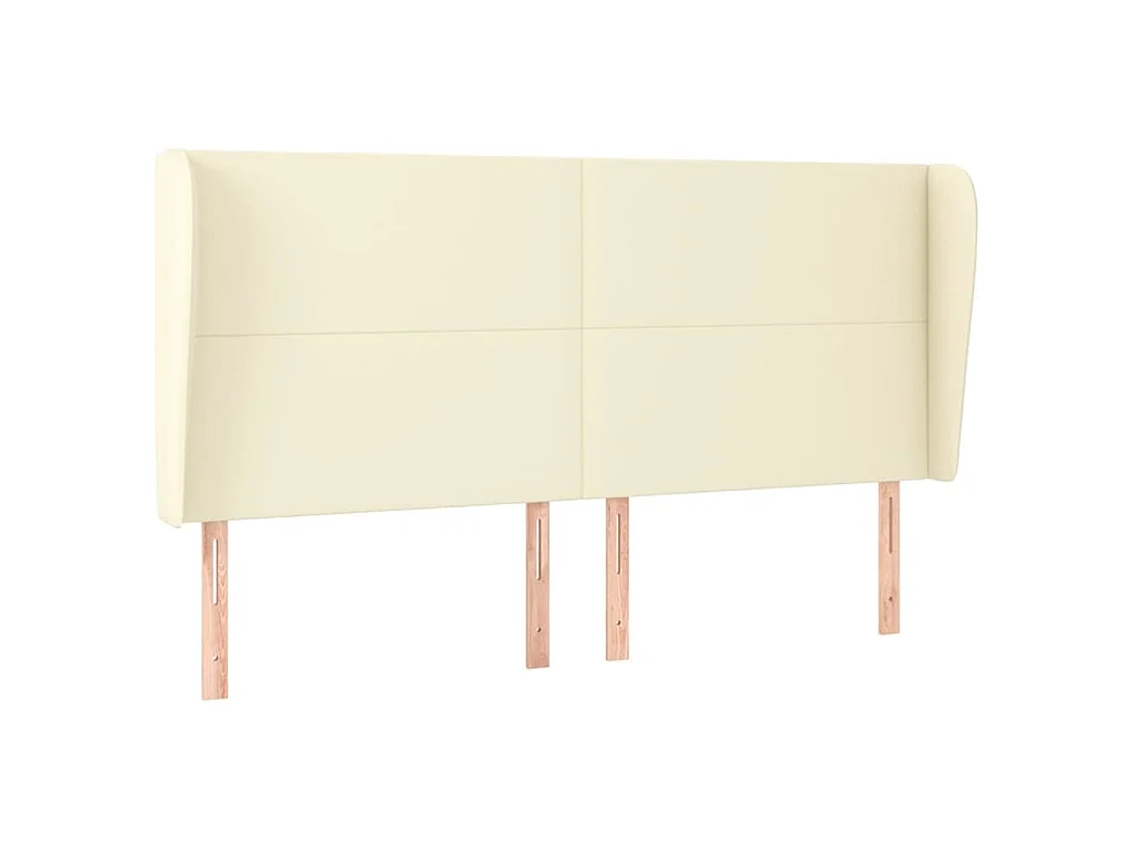Hoofdbord met randen 183x23x118/128 cm kunstleer crèmekleurig